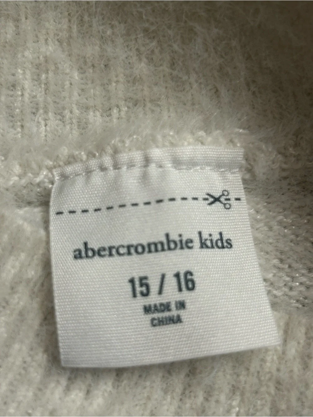 Girls abercrombie kids Cream Fuzzy Crewneck Sweater
